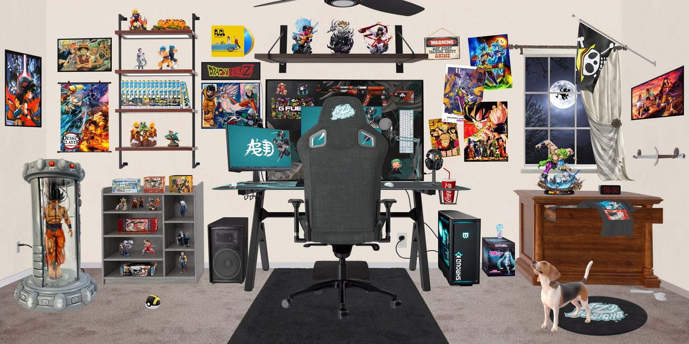 Before — raw assets blocked into the room