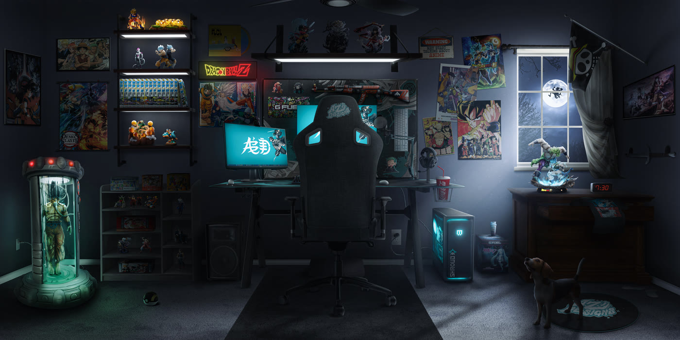Anime Collectors Haven — final composited room render